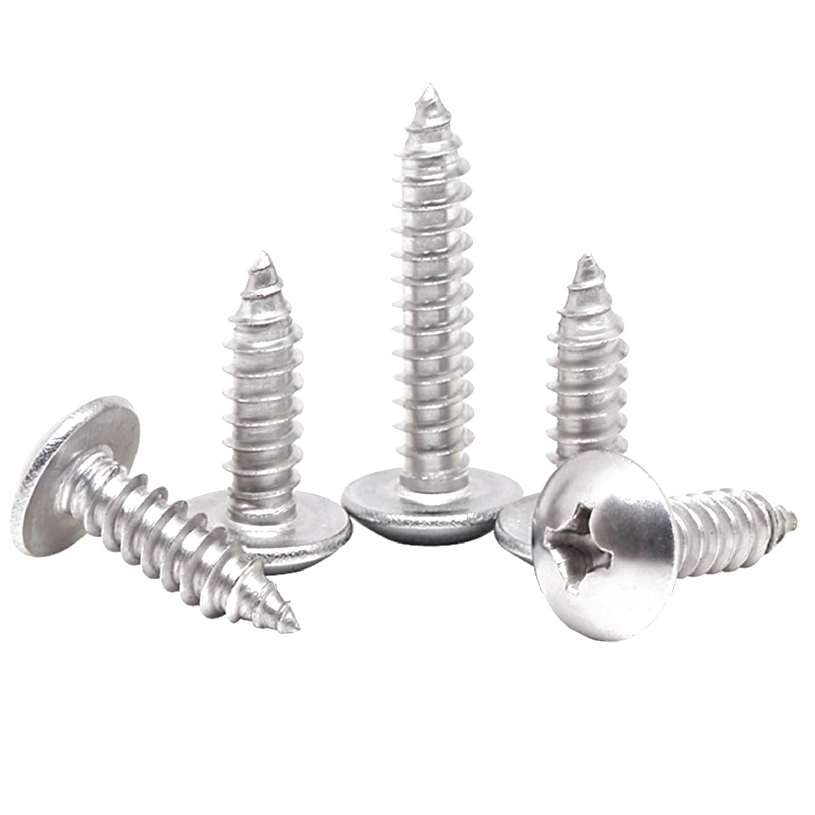 BACSHBY 20 Pcs M5x60mm Self-Tapping Wood Screws Stainless Steel Mushroom Head Set Sheet Metal Nails Full Thread Silver Furniture Machinery Screws - Image 2