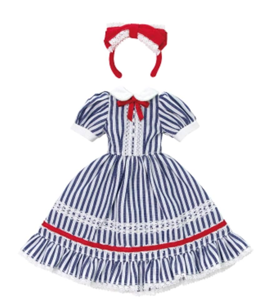 アゾン服1/6ピュアニーモ夢見る少女のアリスドレスブルーストライプリカちゃん アゾン服1/6ピュアニーモ夢見る少女のアリスドレスブルー