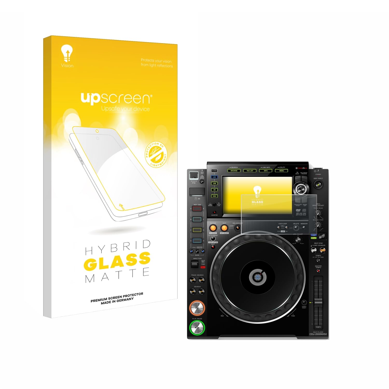 upscreen Matte Screen Protector Glass Film Compatible with Pioneer CDJ-2000NXS2 - Anti-Glare, Anti-Fingerprint, 9H Glass Protection