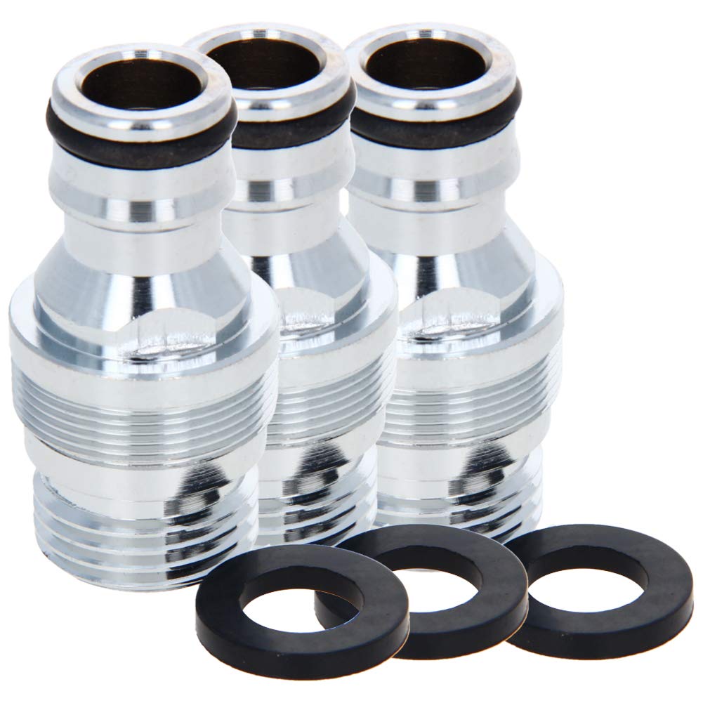 Othmro 3Pcs Garden Lawn Water Hose Quick Connectors Nozzle Pipe Thread Size 24mm Interface Size 16mm Male Thread Brass Quick Connectors Adapters Water Hose Connectors and Fittings Nickel Plated