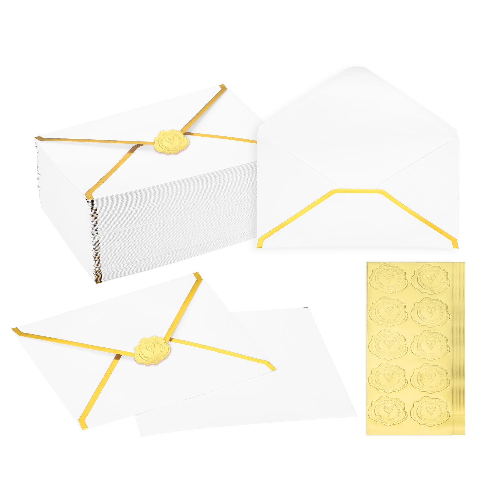 Sobres A7 con borde dorado para proteger tarjetas de invitaciones de boda y oficina 7