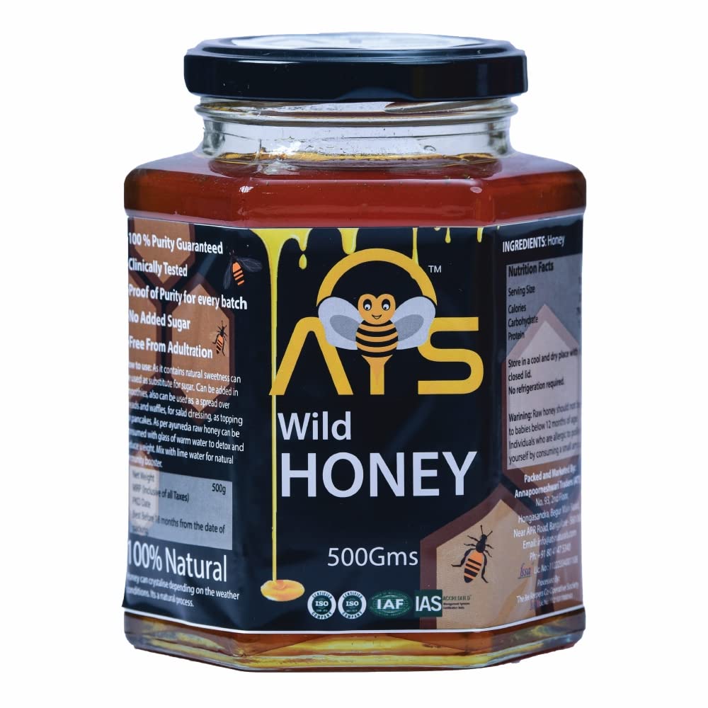 Wild Forest Honey 500ml – Natural Raw Honey in Glass Bottle | No Added Sugar | For Cough, Cold, and Wellness Use