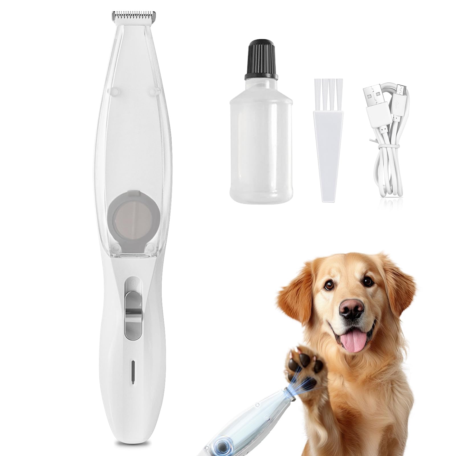 Tondeuse pour pattes de chien, tondeuse à pattes de chien, avec aspirateur, rechargeable et étanche, pour chiens, chats, pattes, visage, oreilles
