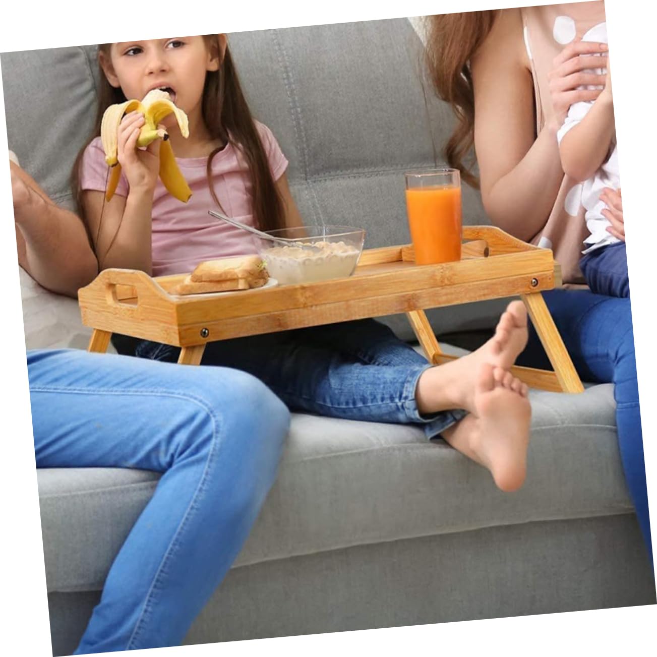 Sosoport Vassoio Letto Pieghevole in Legno con Maniglie e Supporto per Laptop per Piccoli Spazi
