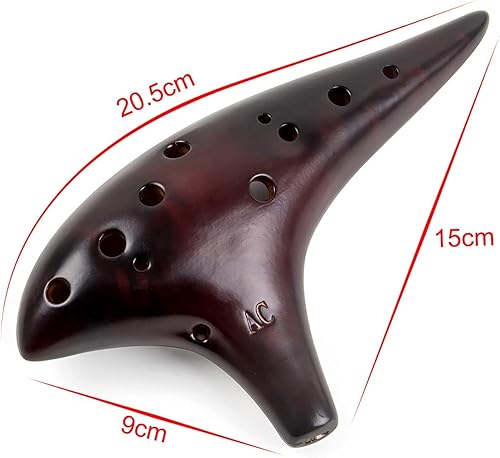 Miniatura 5 de AKLOT - Ocarina de 12 agujeros, Alto C, de cerámica ahumada, con bolsa protectora, libro de canciones para principiantes, para mayores de 15 años