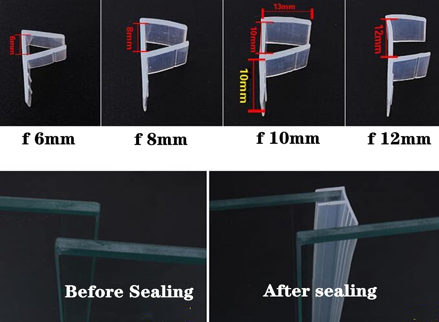 Junta de sellado para puerta de ducha impermeable para mampara de ducha de 6 mm, 8 mm, 10 mm, 12 mm, sello de repuesto para mampara de ducha (tipo F, 500 cm)