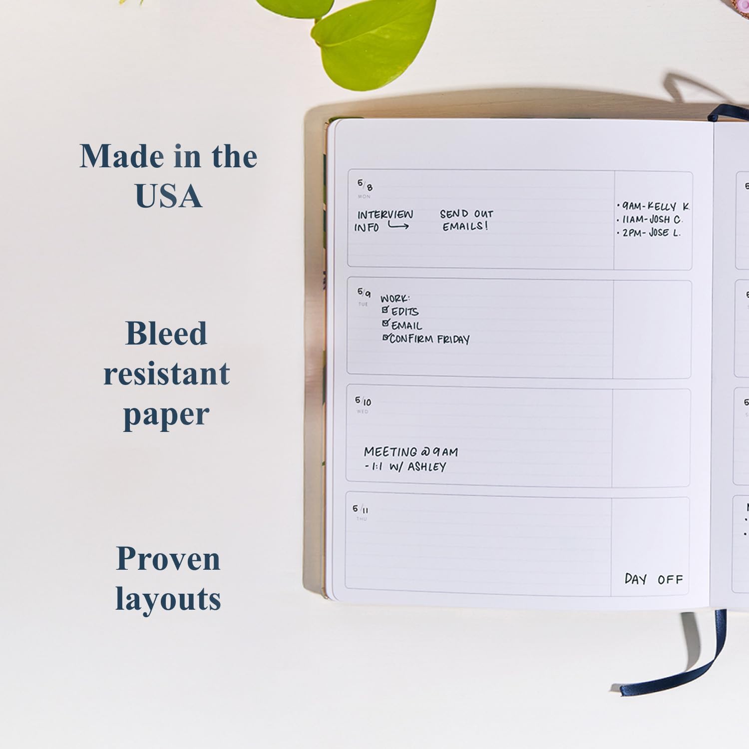 Erin Condren Undated Softbound Life Planner, 8” x 10” 12-Month Weekly & Monthly Planner Journal, Horizontal Layout, Soft Cover, Layflat Binding, Daisy Blooms Cover Design, Neutral Interior Design