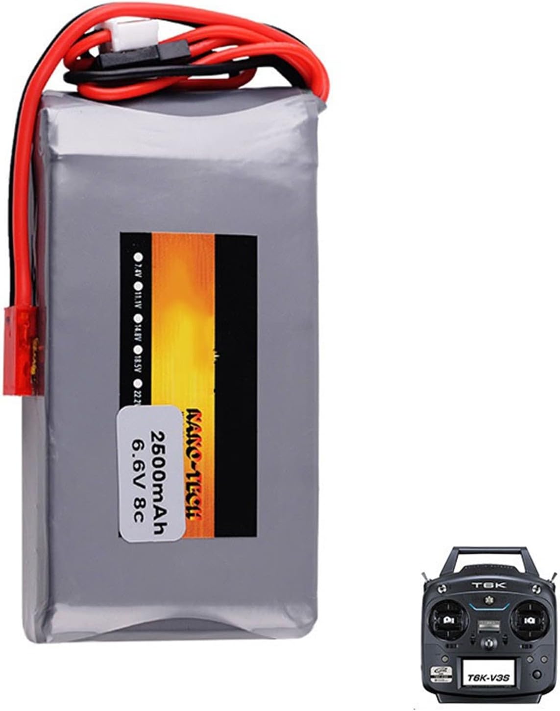 for 14SG 16SZ 18SZ 4PLS T6K Transmitter Battery, 2S 6.6V 2500mah Lipo Battery 8C JST Connector for Futaba Radios 14SG 16SZ 18SZ 4PLS T6K RC Radio Remote Control Transmitter Part