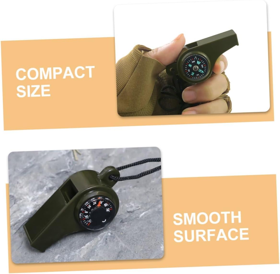 Abaodam Camping Whistle Compass Thermometer 3-in-1 Outdoor Survival Whistle Portable Plastic Emergency with Lanyard for Hiking Camping Safety