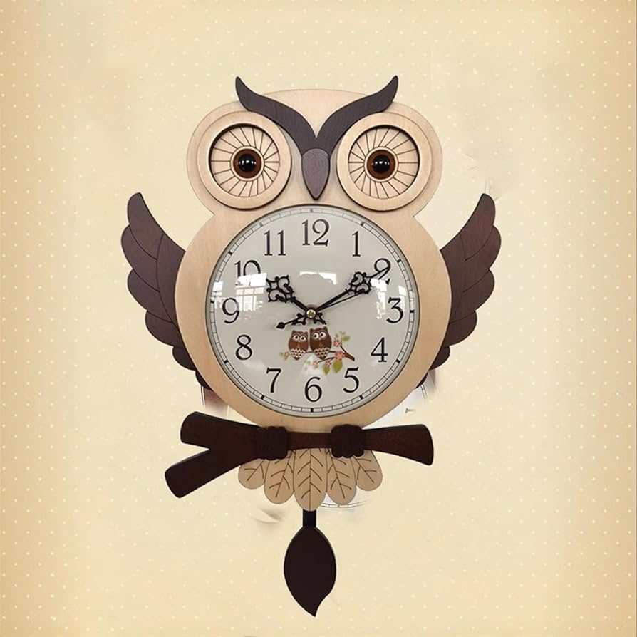 掛時計/フクロウ/木製/新品未使用/単三電池×1/お洒落 sankyo shokai ふくろう掛け時計 壁掛け時計 おしゃれ かわいい