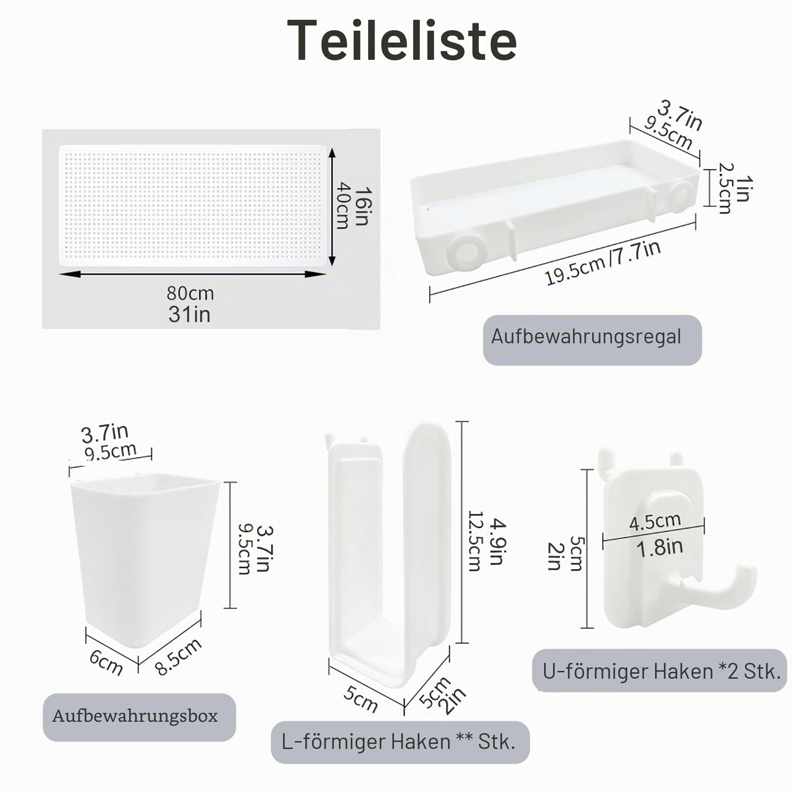 Pegboard Metall Mit Höhenverstellbarer Basis, Lochplatte Schreibtisch, Kleiner Stecktafel Organizer für Büro, Arbeitszimmer, Schlafzimmer, Küche ( Color : White(clip-on base) , Size : 80*40cm )