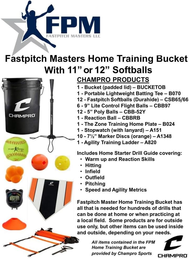 Champro Fastpitch Masters Home Training 6-Gallon Bucket with Softballs