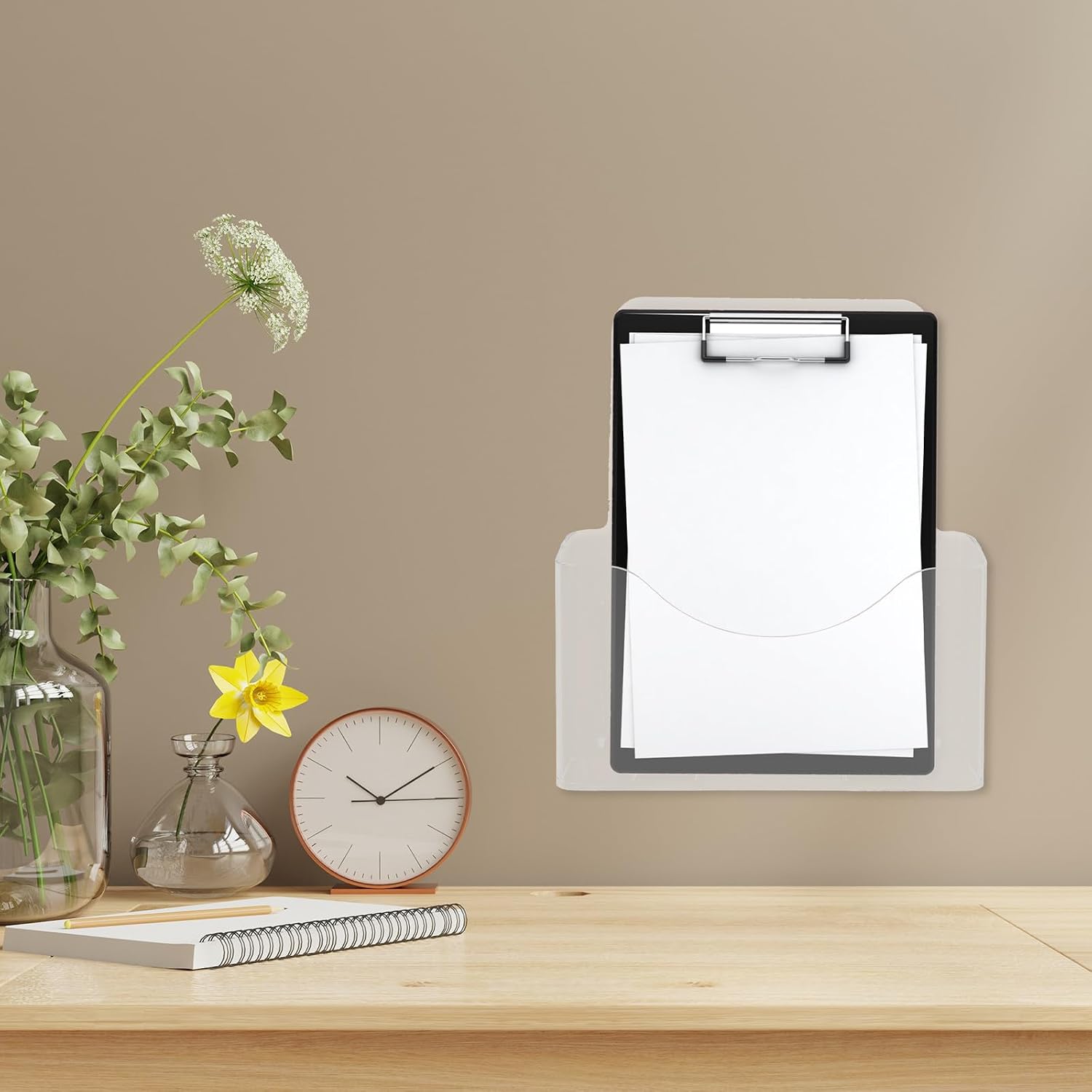 HANABASS 3pcs Acrylic Wall Mounted File Holder with Stable Hanging Design and Visibility, Wall Organizers and Storage for Shops and Schools, Modern Minimalist Style