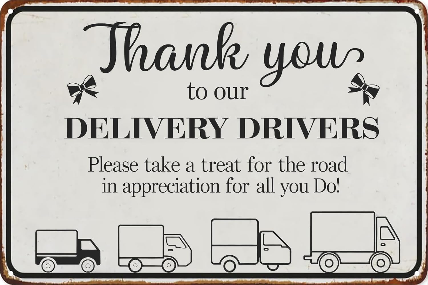 SMAZDFXX Delivery Drivers Attention Thank You Please Take One for Package Funny Wall Decor Vintage Metal Tin Sign Plaque For Man Cave Bar Pub Club Home Room Poster 8"x12"