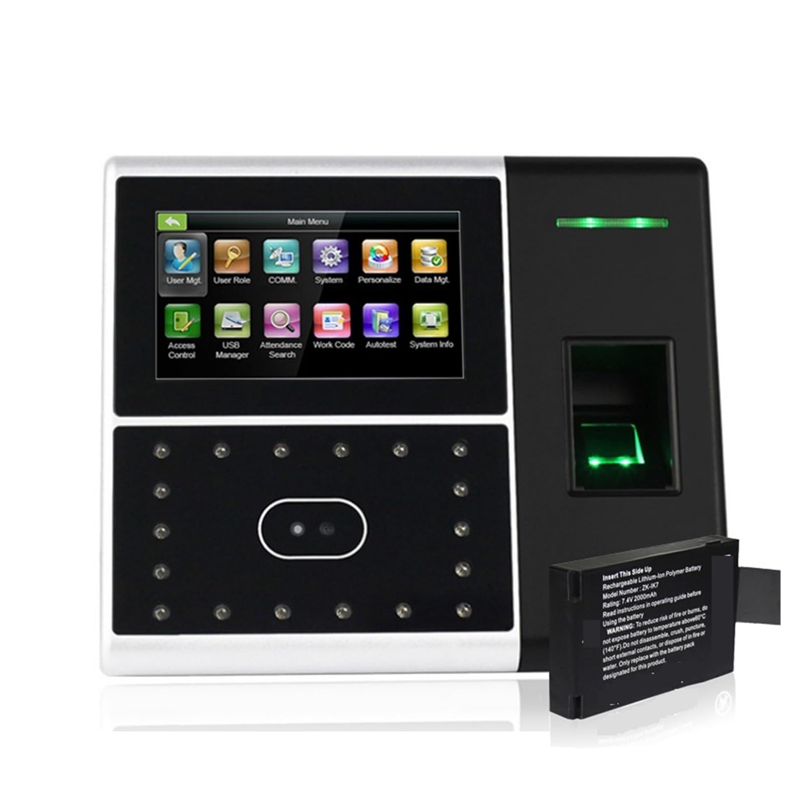 Reloj de control de huella dactilar, biométrico de tiempo de asistencia lector de huellas dactilares USB reloj de tiempo Máquina de Control de acceso de empleado con batería ampliamente utilizado en l