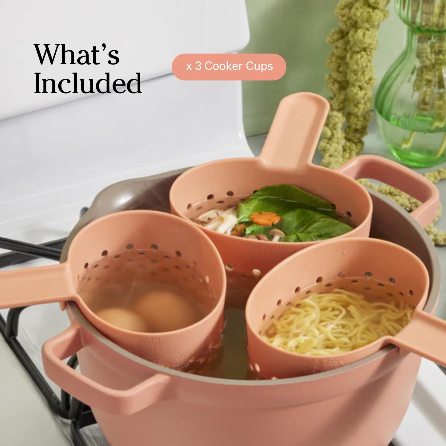 Our Place Cooker Cups - Space-Saving Cooking Baskets for Perfect Pot | Dishwasher Safe, Food-Grade Nylon | 4-Cup Capacity Each | One Pot Efficiency | Char