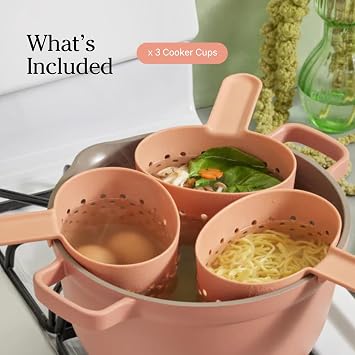 Our Place Cooker Cups - Space-Saving Cooking Baskets for Perfect Pot | Dishwasher Safe, Food-Grade Nylon | 4-Cup Capacity Each | One Pot Efficiency | Blue Salt