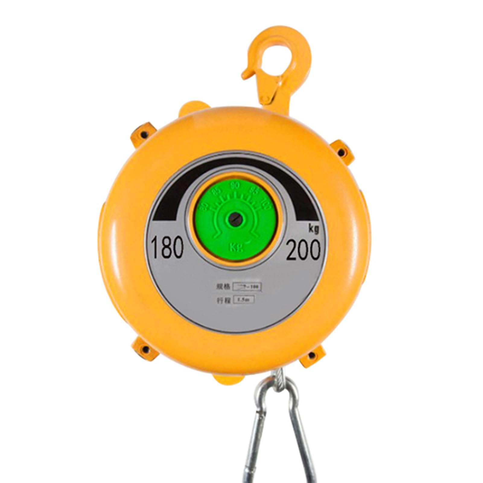 WEKONUMEX Retractable Spring Balancer, Spring Balancer Load 1-200kg Alloy Steel 1.5m Wire Rope(180-200kg)
