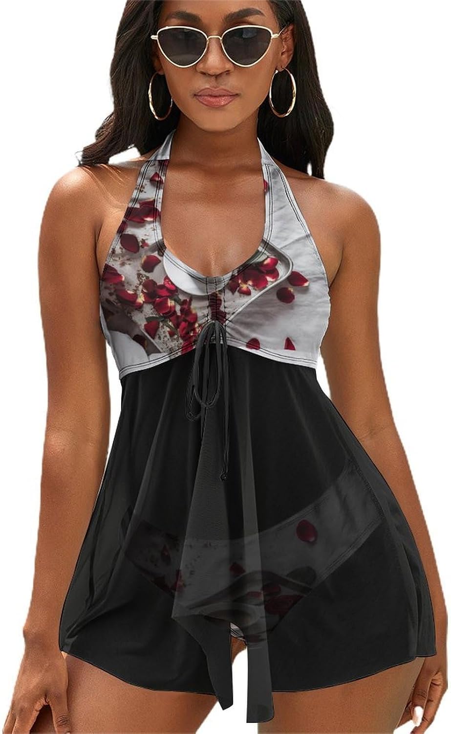 Coffee Cup and White Bed Tankini Swimsuits for Women Two Piece Bathing Suits 2024 Summer Beach Swimwear Swim Tank Top