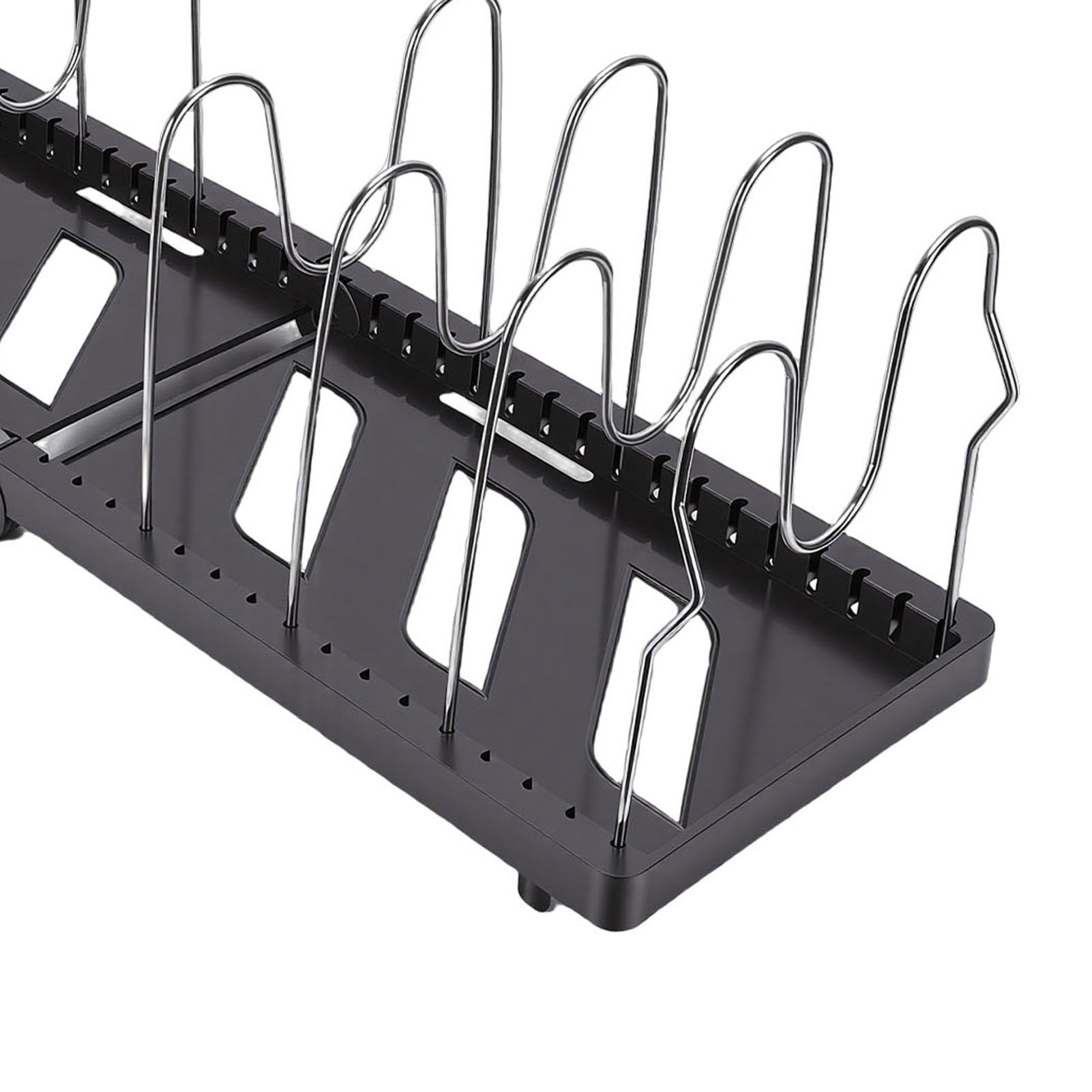 Organizador de Ollas y Sartenes Expandible, Soporte Multifuncional Duradero para Sartenes y Tapas para Espacios de Cocina Pequeños Grandes (BLACK)