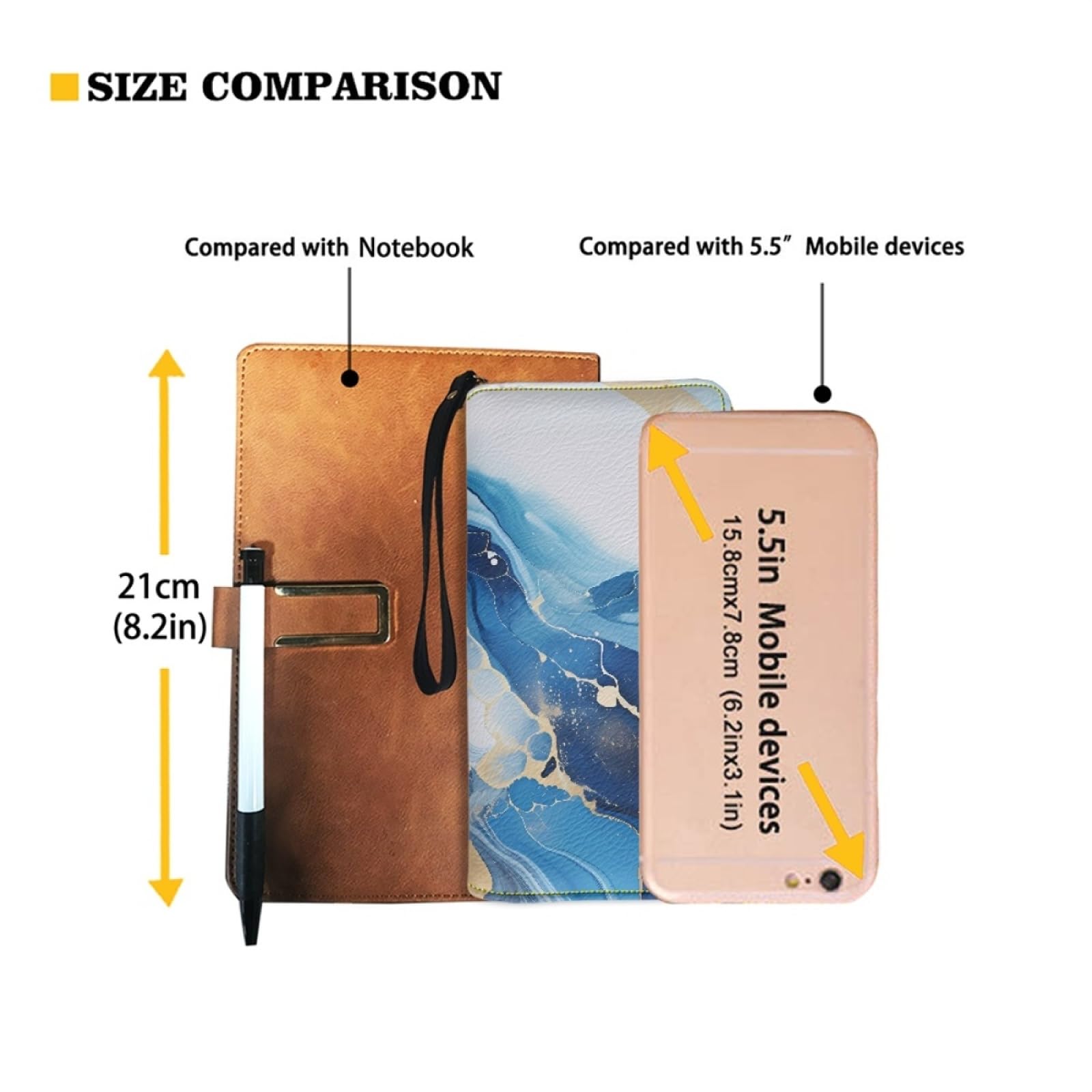 Portafoglio Donna Portamonete Porta Carte di Credito Donna Uomo Wallet | Portafogli con Zip e Cinturino da Polso Leggero Durabile Portatile,Impermeabile Cuoio,Marmo Blu 11x20cm/2 Unità