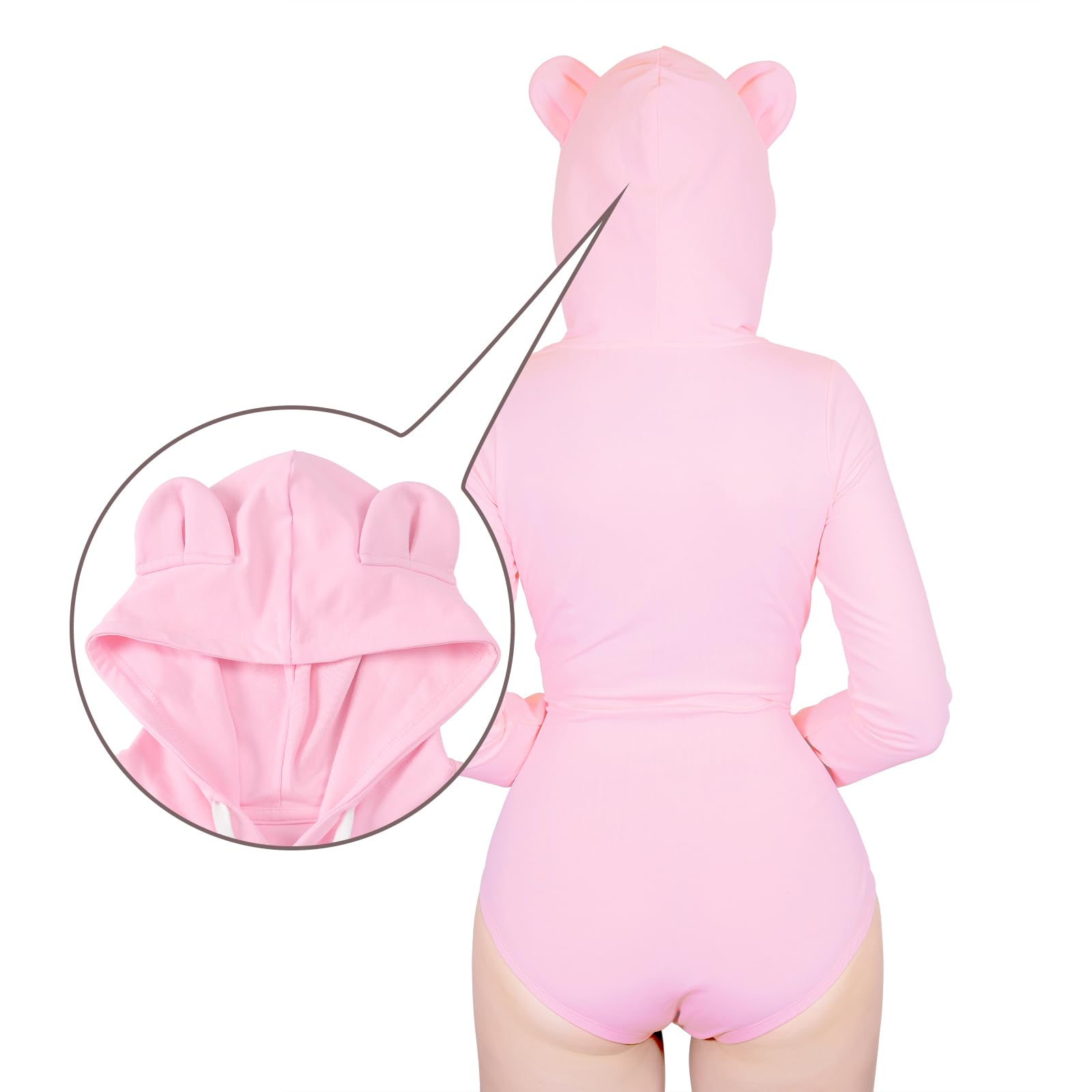 LittleForBig Bawełniany kombinezon jednoczęściowa piżama z kapturem body - przytulna bluza z kapturem Sissy Bear Onesie
