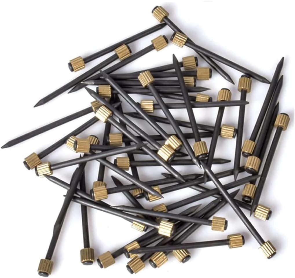 Merriway BH04785 Hardened Picture Hook Pin with Knurled Brass Head 25mm (1 inch) - Pack of 100