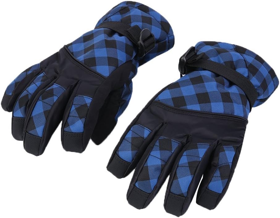 Winter Ski Gloves, Thermal Gloves Winter Skiing Men Outdoor Sports Snowboard Snowmobile Adjustable Straps Windproof Waterproof (Blue M)