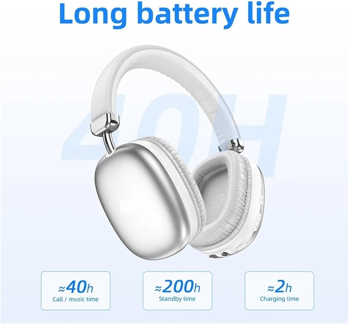 Compatible for Wireless Bluetooth Headphones Foldable HiFi Stereo Headset Game Music Earphone with Mic(K)