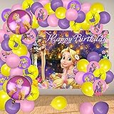 Rapunzel Party Decoration Including Balloons Kit Rapunzel Photography Backdrop Banner Rapunzel Photo Booth Props for Girls Birthday Party Decorations Supplies