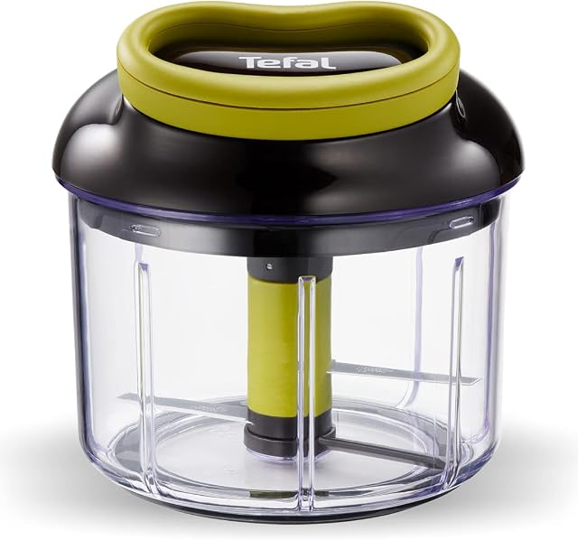 Tefal K1320404 Manual Food Chopper and Mixer with Stainless Steel Blades for Vegetables, Onions, Herbs and Nuts, 5 Second Chopper, Green - Dark Citronnelle, 900 ml