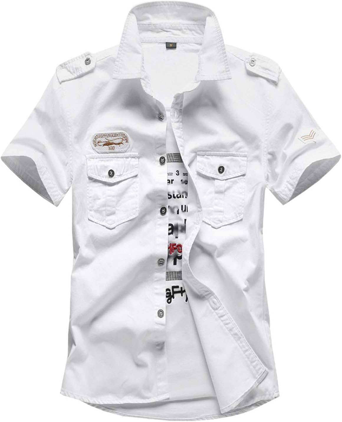 Short Sleeve Military Shirt Button Down 