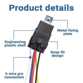 3 pieces 12 V relay car 40/30 amp SPDT 5-pin waterproof 12AWG Wiring Harness Kit Built-in Diode 15 Blue BHT Locking Function Car Industrial Truck Boat Motorcycle Connector