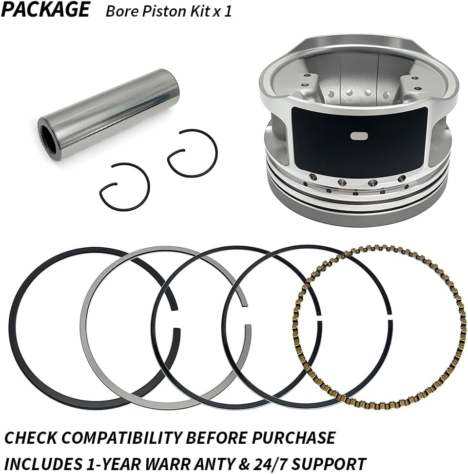83mm Bore Piston Kit for Raptor 350 Bruin 350 Big Bear 350 Warrior 350 Grizzly 350 Wolverine 350 1987-2004 OEM #4GB11633-00-00 1UY-116636-01-00