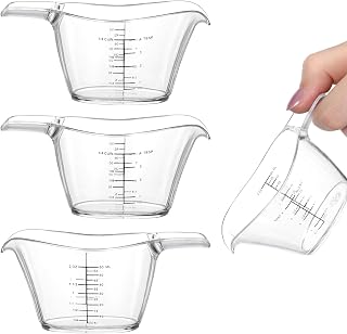 4 Pack Small Measuring Cup 2oz/60ml Mini Measuring Cup with tsp/tbsp/oz/ml Markings Clear 2 Oz Measurings Cups for Kitchen Laundry DIY Beauty Mixing