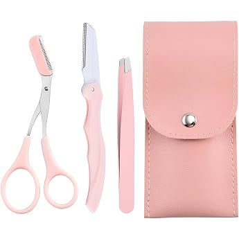 4-Piece Tweezers Set Professional Eyebrow Plucking Precision Stainless Steel Tweezers Set for Removing Blackheads Ingrown Hair Eyelashes for Women and Men Pink