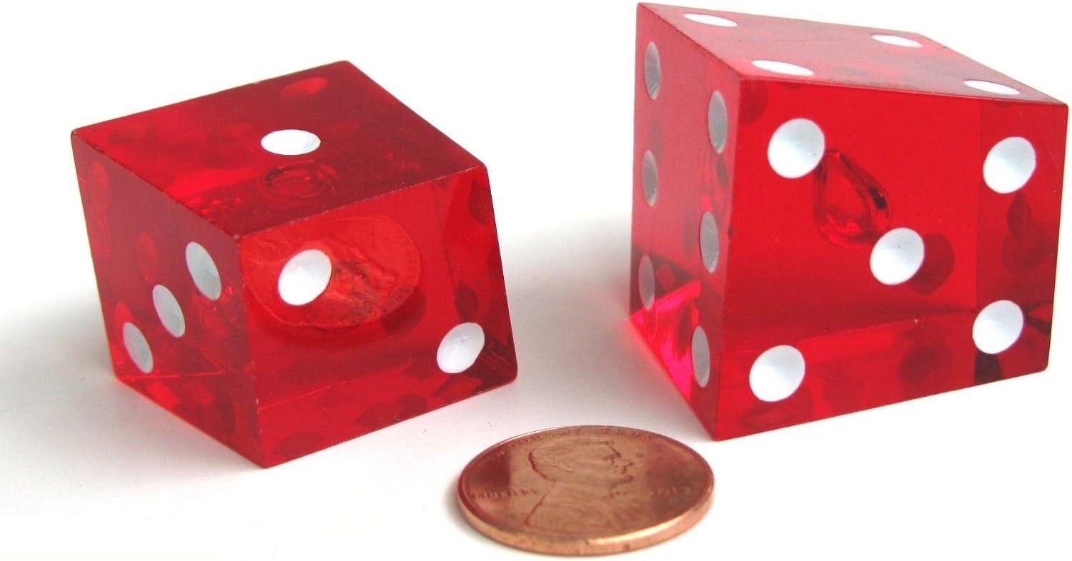 Set of 2 20-25mm D6 Transparent Red Specialty Crooked Dice