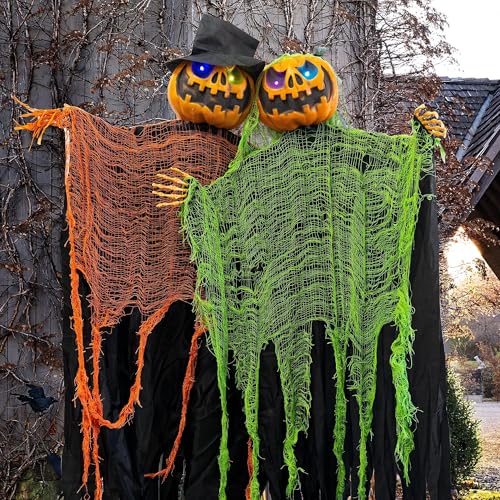 FUNPENY 2 Pack 5.2' Hanging Ghost Pumpkin with Bendable Arms,