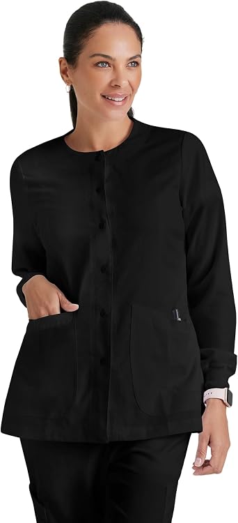 BARCO Grey's Anatomy Scrubs - Jamie Warm-Up Jacket for Women, Fitted Back with Belt Inset Super-Soft Women's Scrub Jacket