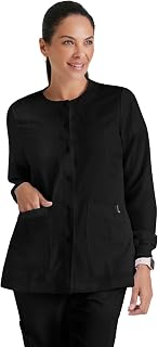 BARCO Grey's Anatomy Scrubs - Jamie Warm-Up Jacket for Women, Fitted Back with Belt Inset Super-Soft Women's Scrub Jacket