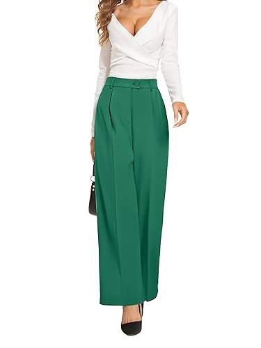 Women Office Wide Leg Dress Pants Elastic Waist Slacks 2026