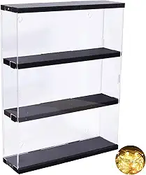 DuvinDD Expositor de acrílico montado na parede Funko POP prateleiras, vitrine transparente colecionável com porta deslizante para boneco Lego à prova de poeira Hot Wheels caixa de armazenamento preta