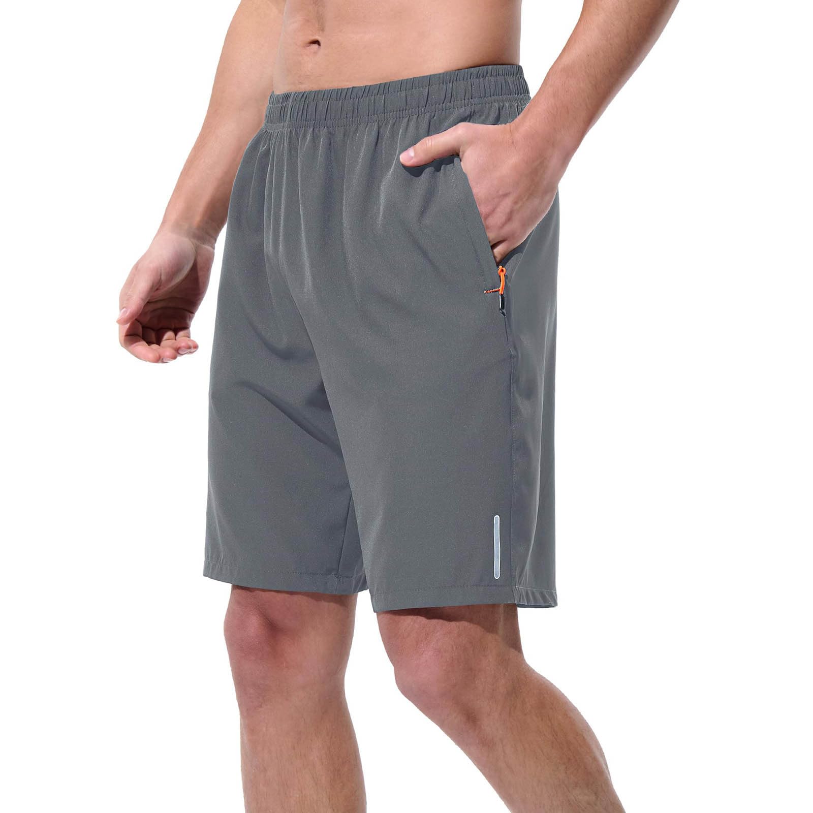 Mens Quick Dry Athletic Shorts Lightweight Workout Running Gym Basketball Hiking Tennis 5 7 9 Inch with Zipper