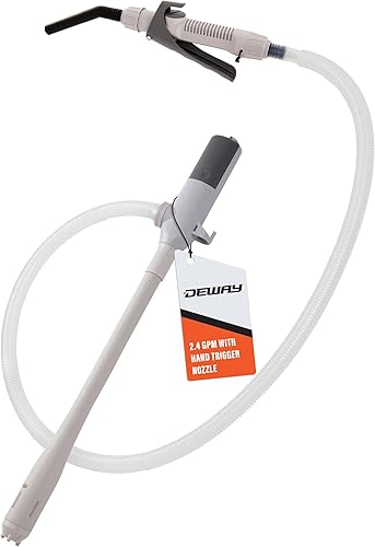 Deway Bomba automática de transferencia de combustible con boquilla para control y parada rápidos de flujo, funciona con pilas AA, manguera extra