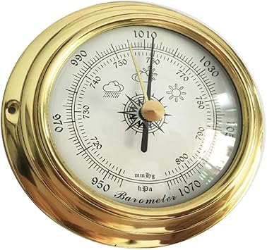 Barometer, Brass Color Wall Mounted Barometer, 4pcs/set Thermometer Hygrometer Barometer Clock, Copper Shell for Weather Station