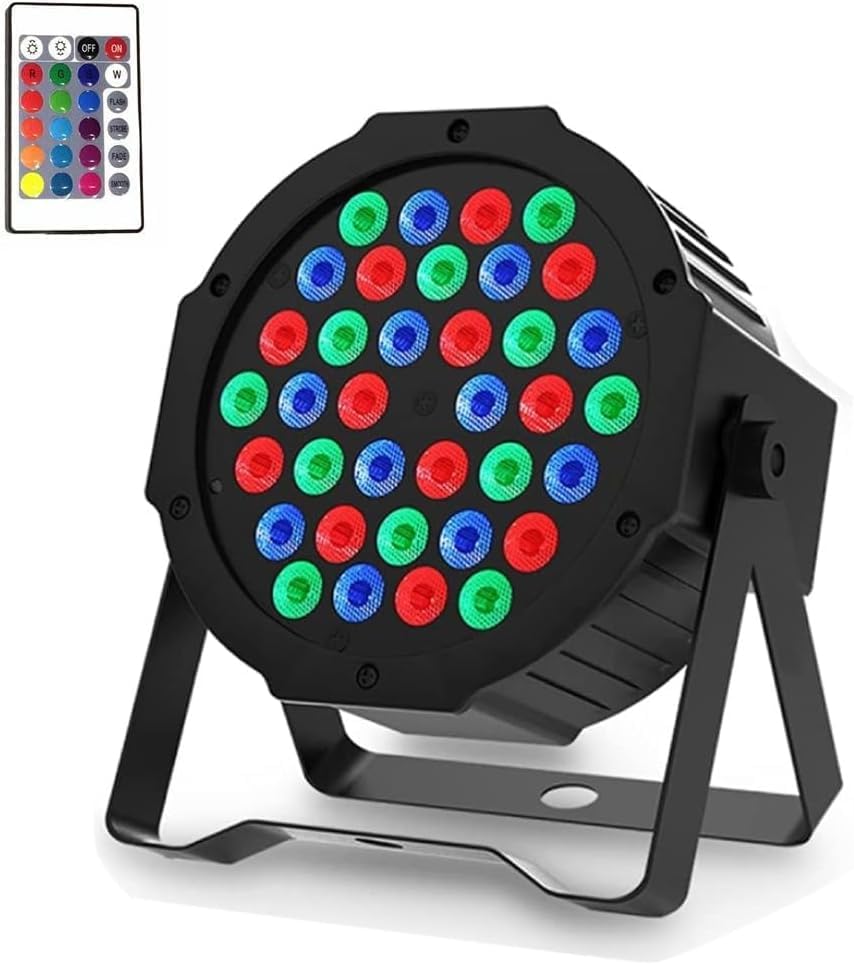 RGB Stage Lighting 36 LED DJ Par Lights Up-lights for Events Sound Activated Remote and DMX Control, RGB Disco Par Light for Wedding, Party, Concert and Festival (36LED/RGB/Remote, 1)