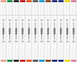 Sleepah 12 Washable Markers for Air Brush Set (SL190) & Drawing with Chisel Tips (12 Markers)