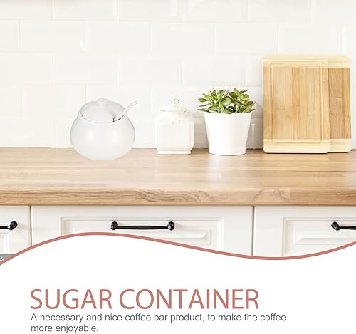 Miniatura 5 de Azucarero de cerámica con tapa, cuchara, hueso blanco, porcelana, condimentos, caja de condimentos, tazón de sal, recipiente para dulces, leche,