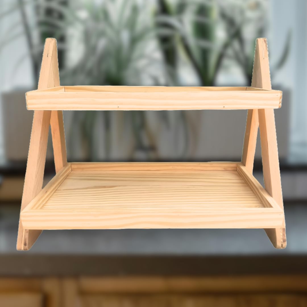 Shy Shy Wooden Storage Rack | Multi-Purpose 2-Tier Organizer for Kitchen, Books, and Decor | Sturdy, Space-Saving, Modern Shelf for Home, Office, and Living Room-image-32
