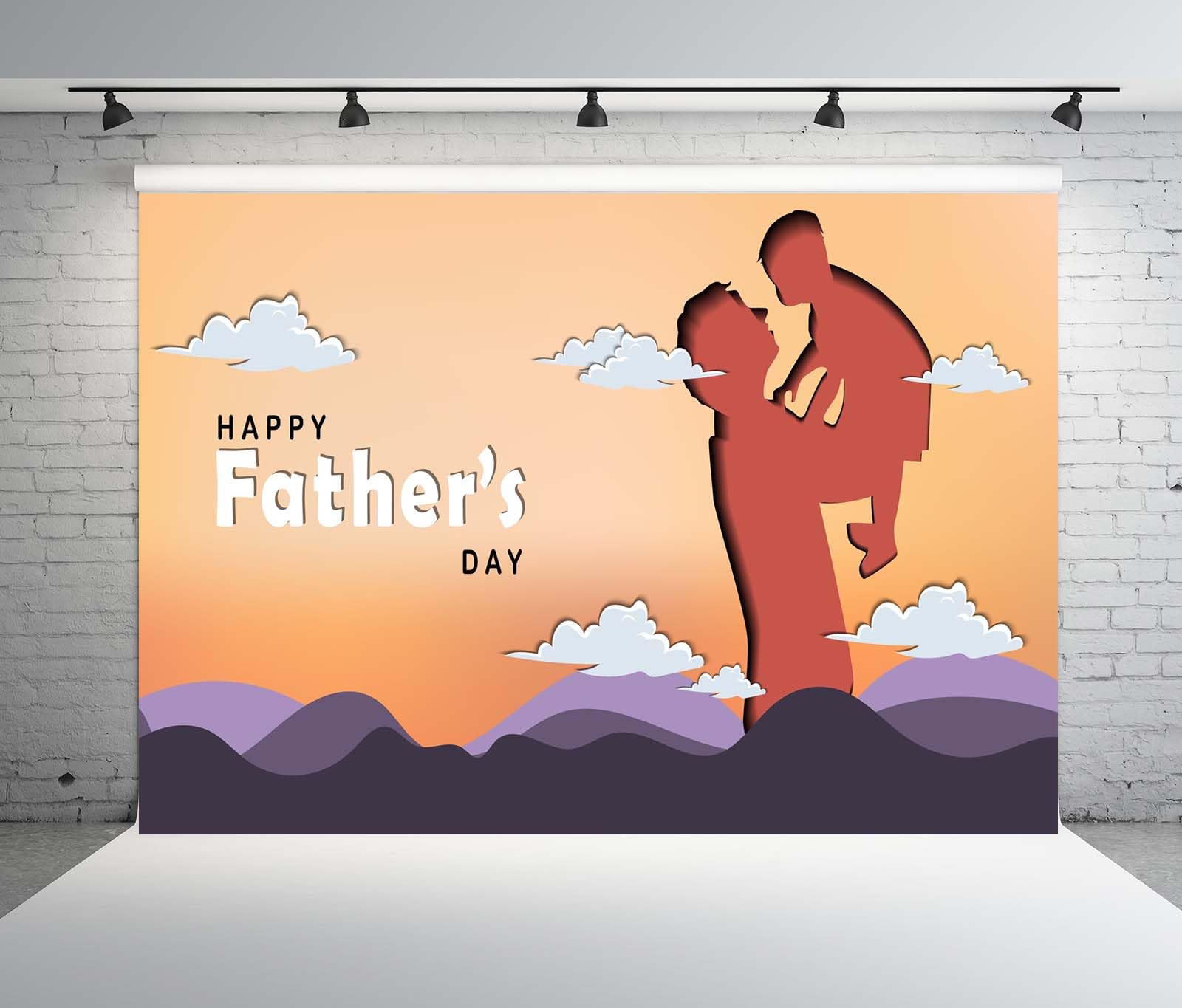 BELECO 6x3m Sfondo in tessuto Buona festa del papà | Silhouette padre che tiene bambino sfondo festa famiglia super papà banner tavolo torta accessori studio foto